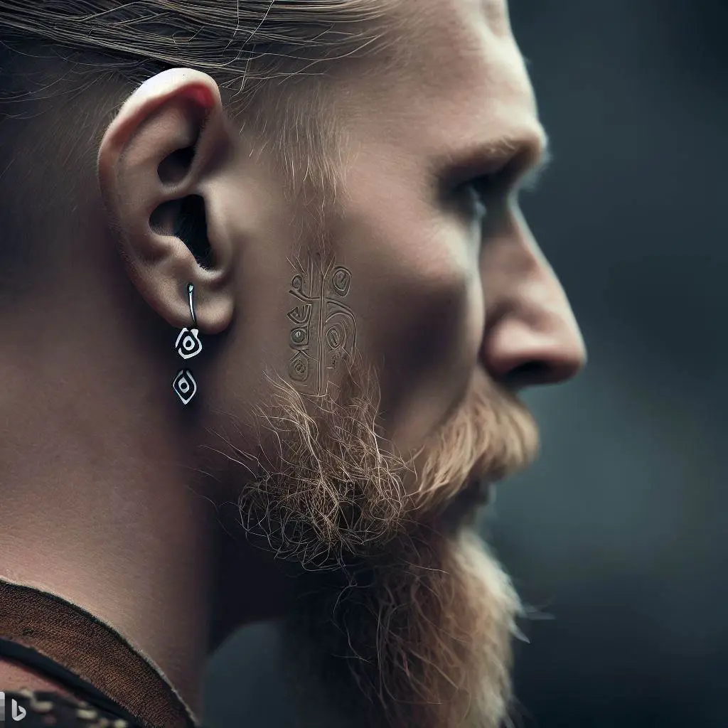 Homme viking portant une boucle d'oreille traditionnelle