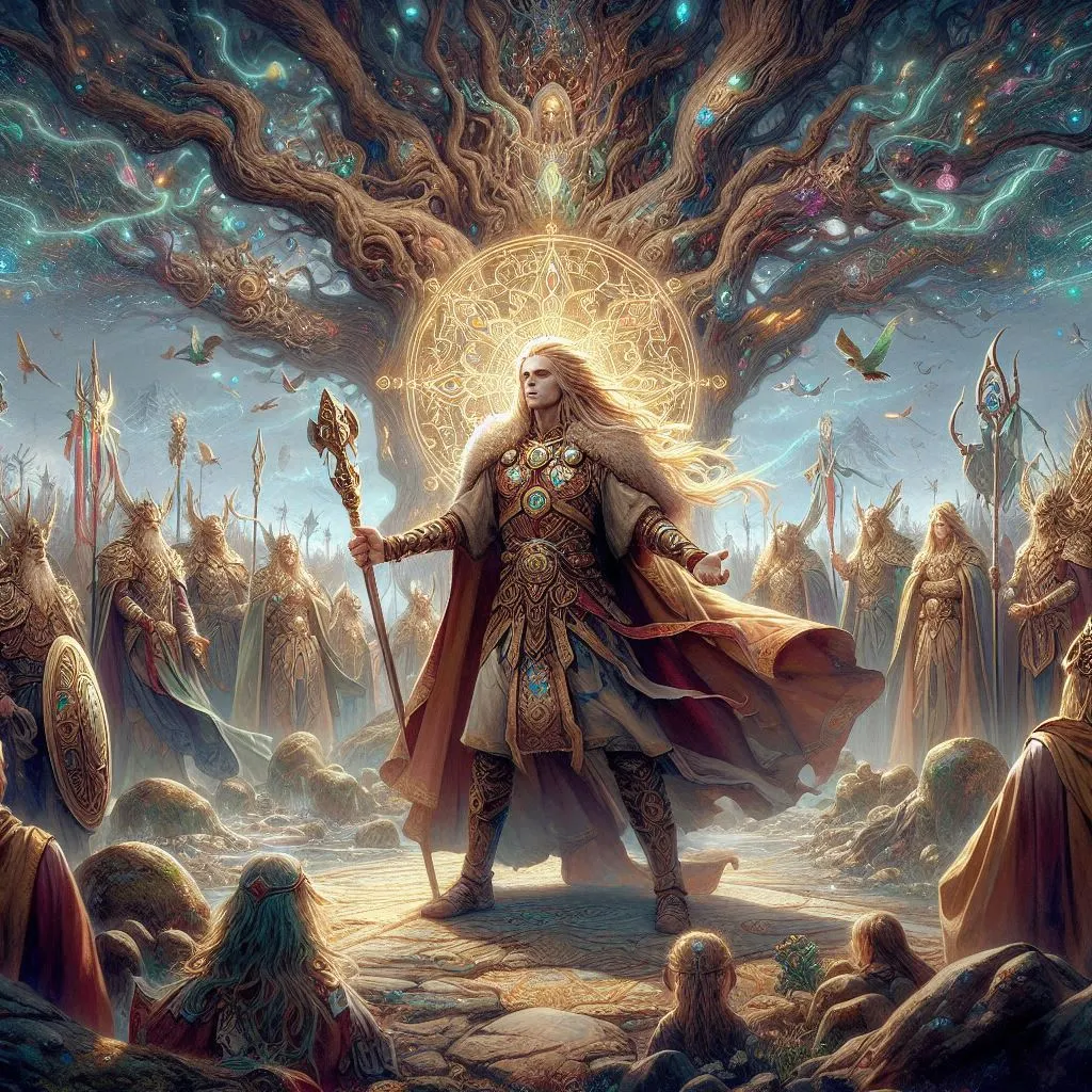 Baldr rassemble les dieux survivant devant yggdrasil